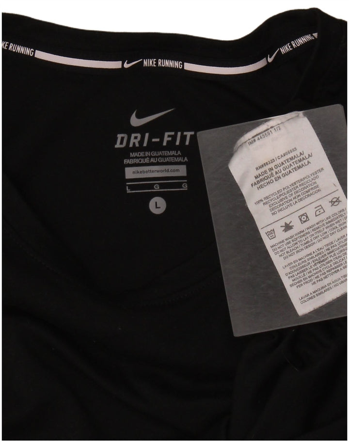 NIKE Camiseta Dri Fit para Mujer UK 40 Grande Poliéster Negro