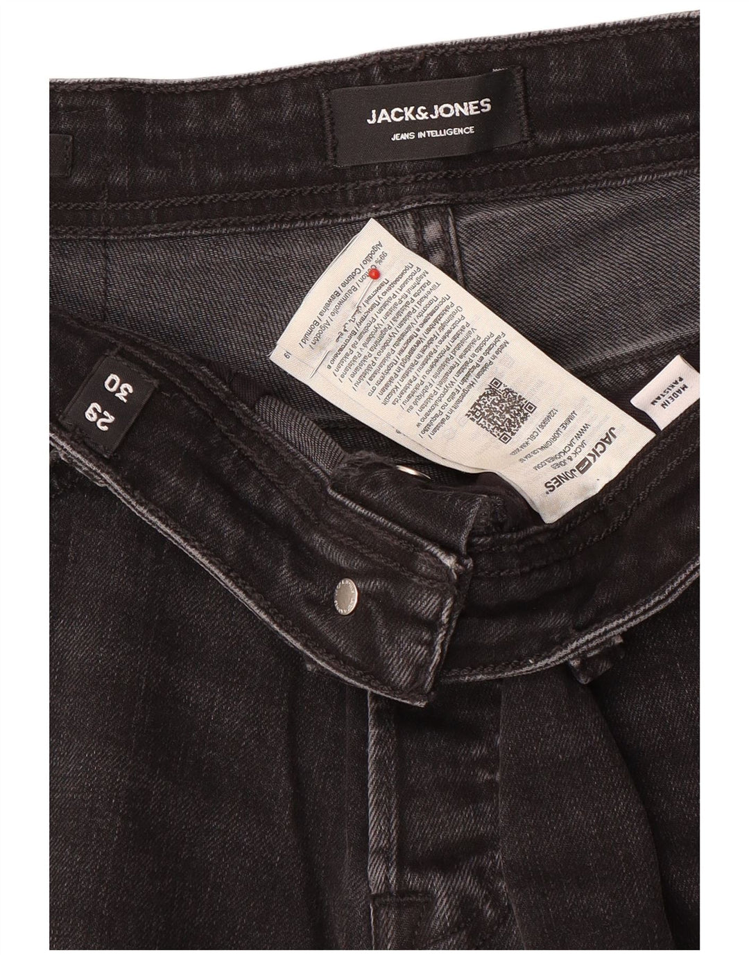 Jack & Jones Vaqueros ajustados desgastados para hombre W29 L30 Algodón negro