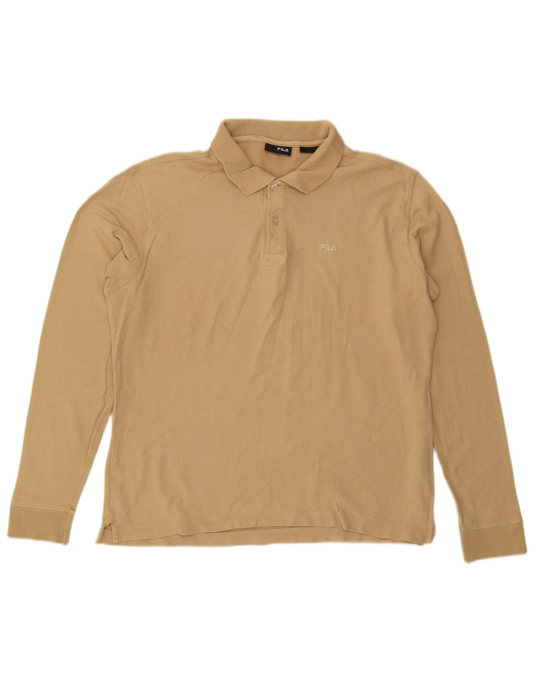 Fila Polo De Manga Larga Para Hombre Algodón Beige Medio