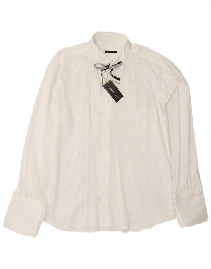 ROCCOBAROCCO Camisa formal para hombre Talla 17 1/2 44 XL Blanco