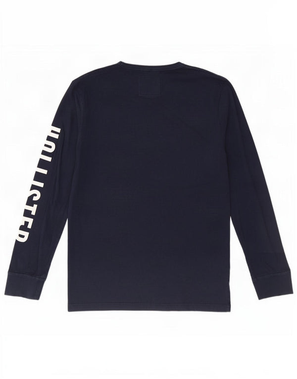 Hollister Hombre Graphic Top Manga Larga Grande Algodón Azul Marino