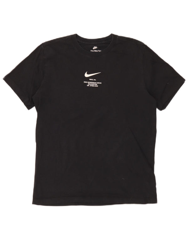 Nike - Camiseta con gráfico Swoosh para hombre, talla mediana, algodón negro