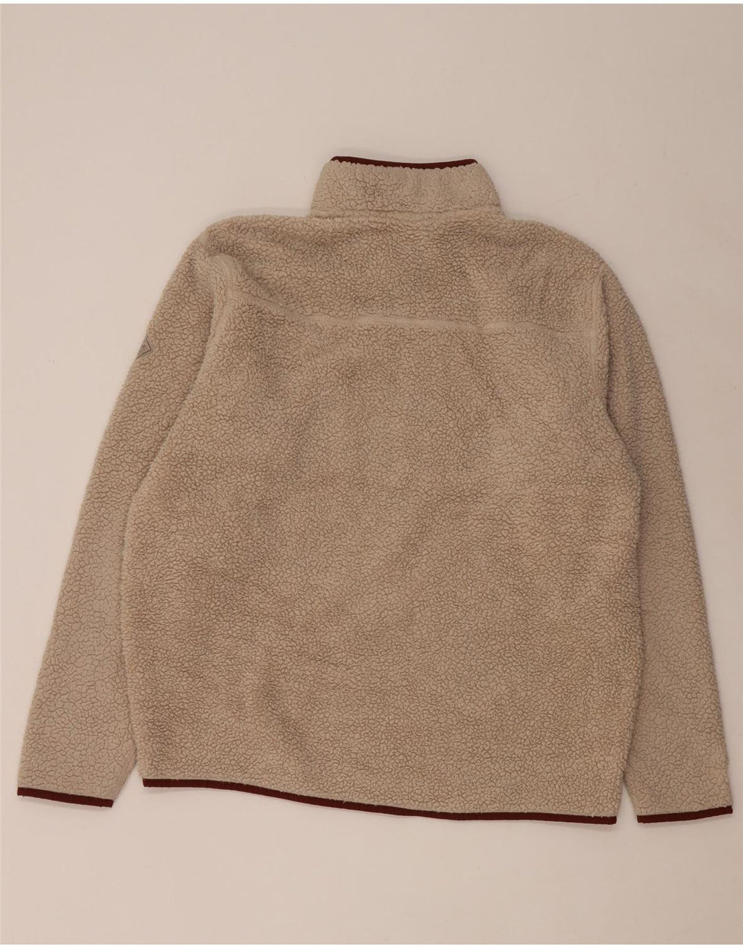 Eddie Bauer Jersey de forro polar con cuello y cremallera para hombre, poliéster beige grande