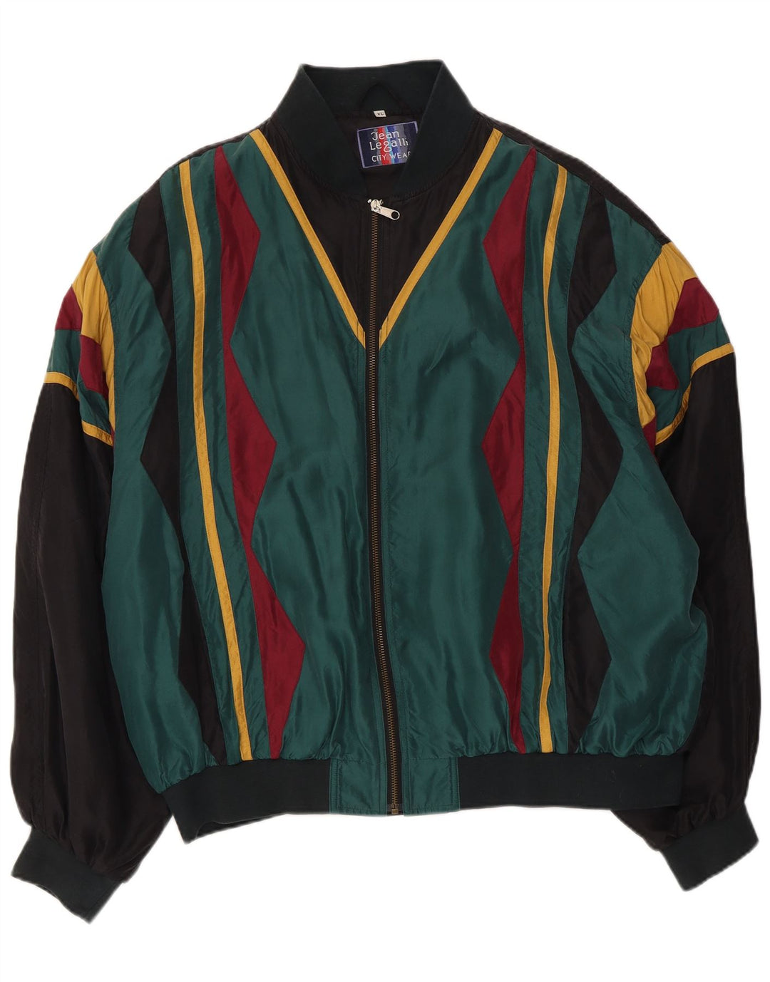 JEAN LEGALLI Cazadora bomber para hombre ES 42 XL Seda verde color block