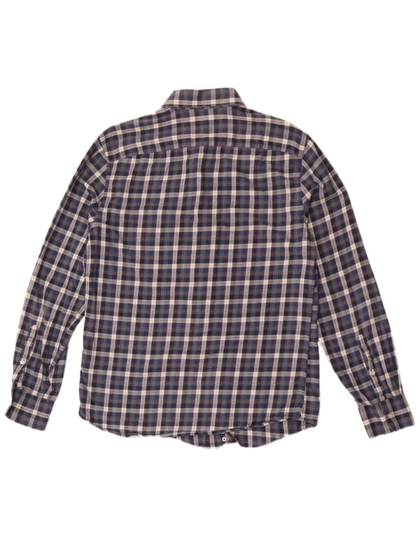 Camisa de franela de corte regular Reiss para hombre Algodón a cuadros azul marino grande