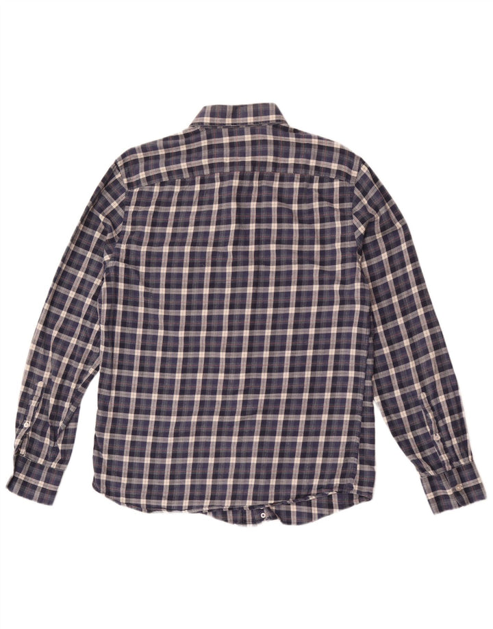 Camisa de franela de corte regular Reiss para hombre Algodón a cuadros azul marino grande