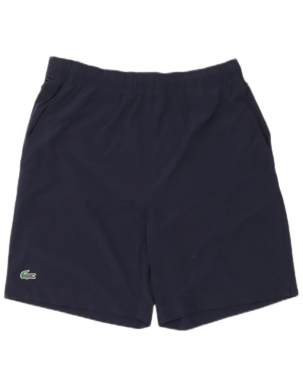 Lacoste Pantalones cortos deportivos gráficos para hombre Talla 4 Mediano Azul marino Poliéster