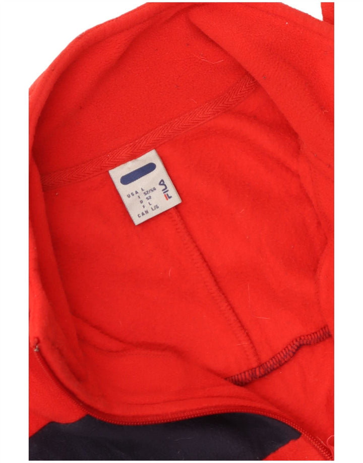 Fila Hombre Zip Neck Fleece Jumper Large Rojo Colorblock