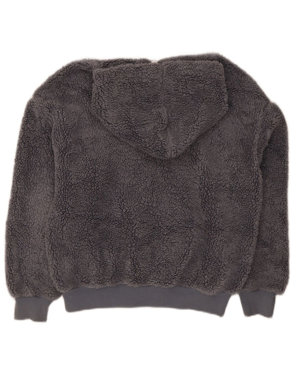 Topshop Chaqueta polar con capucha para mujer UK 8 Small Grey Poliéster