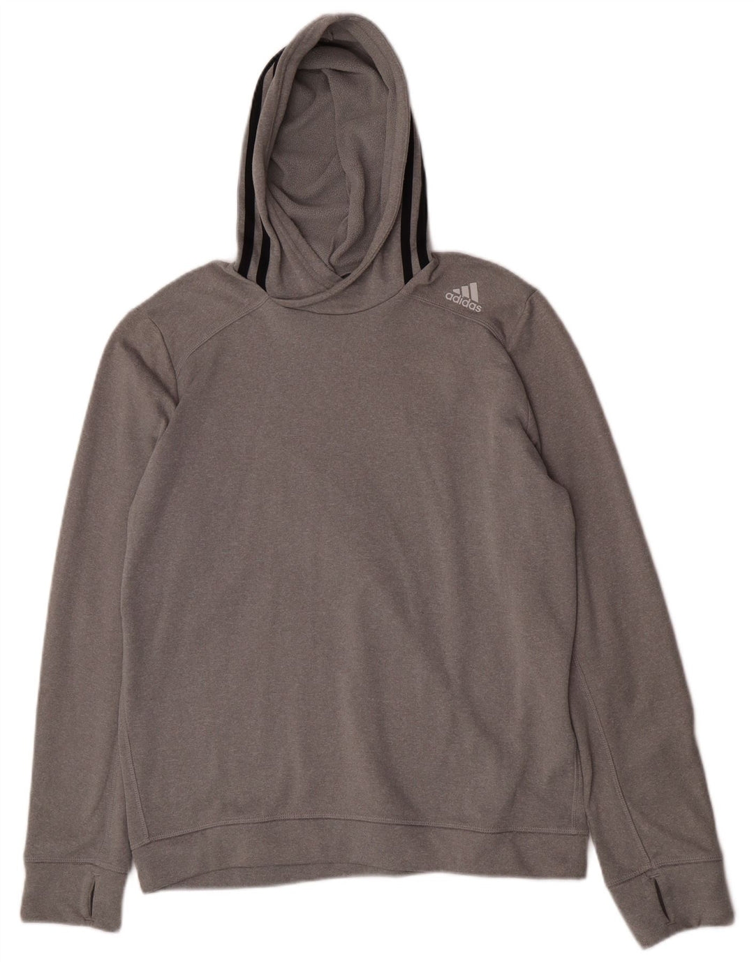 Adidas Hombre Sudadera Con Capucha Jumper Grande Gris Moteado Poliéster