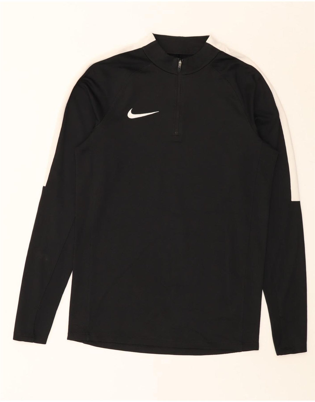 NIKE Hombre Dri Fit Zip Neck Pullover Chándal Top Pequeño Negro Colorblock