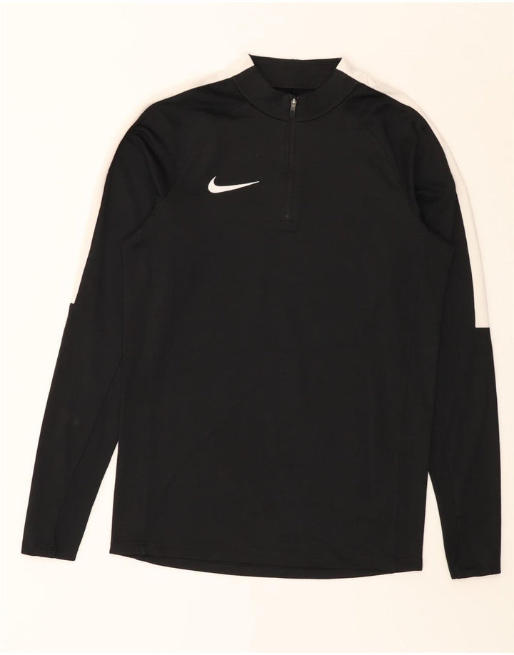 NIKE Hombre Dri Fit Zip Neck Pullover Chándal Top Pequeño Negro Colorblock