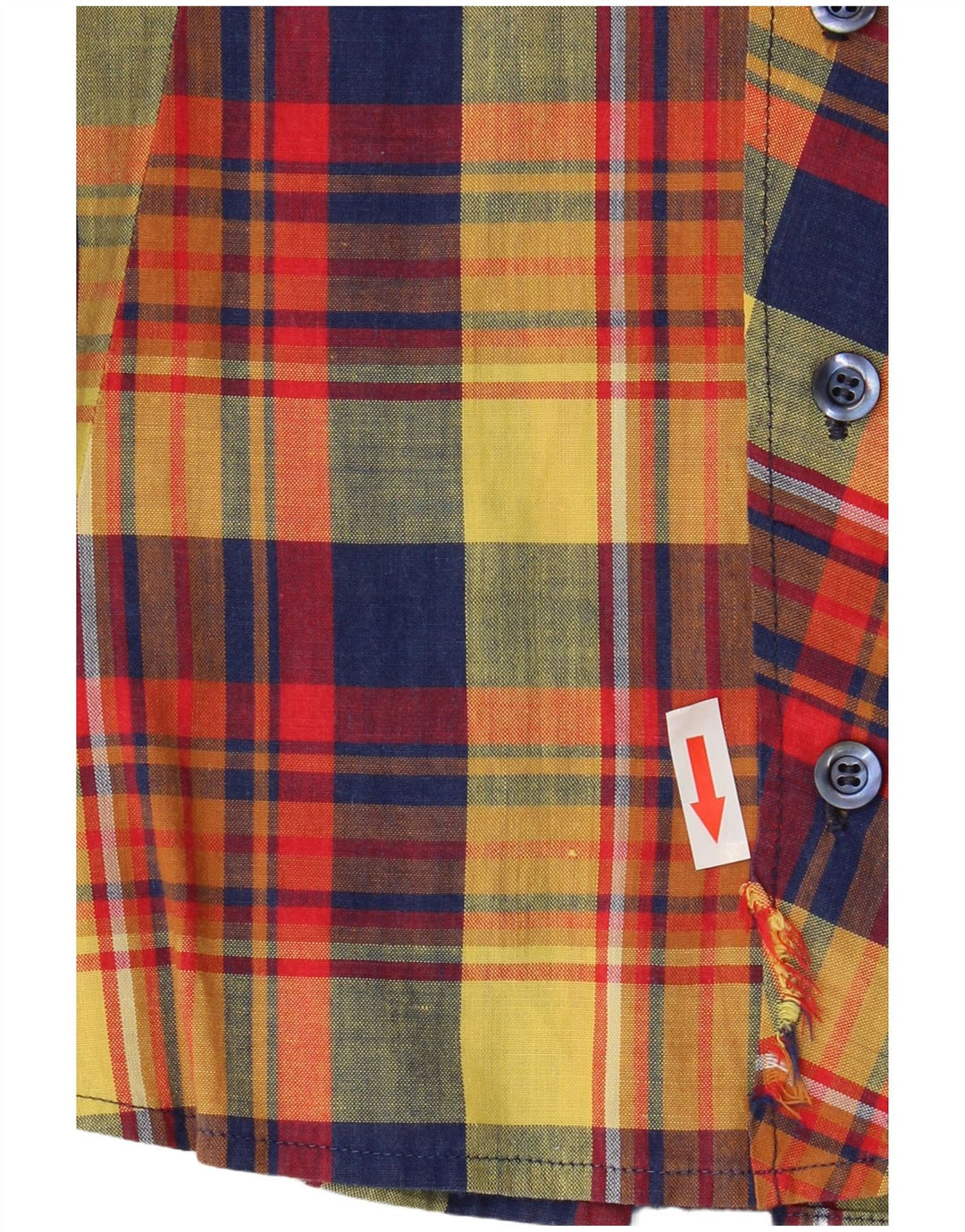 VINTAGE Camisa de manga corta para mujer Reino Unido 10 Pequeño cheque multicolor