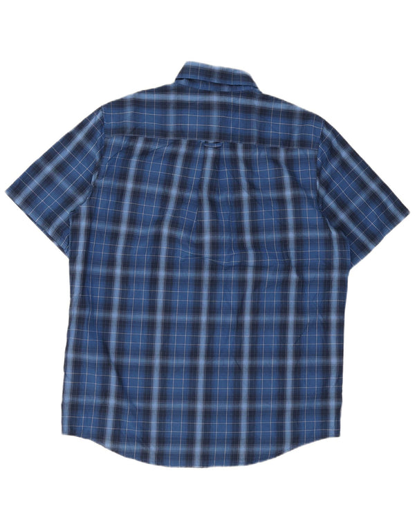 Chaps Camisa de manga corta para hombre de algodón a cuadros azul marino grande