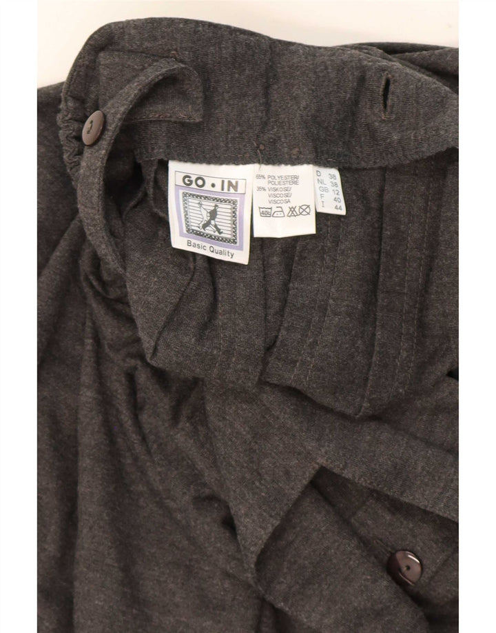 Vintage Mujer Pinafore Falda Reino Unido 12 Medio W28 Poliéster Gris