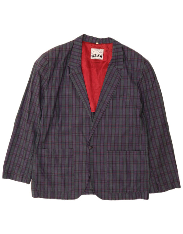 Mash Chaqueta tipo blazer de 1 botón para hombre UK 40 Large Purple Check Cotton
