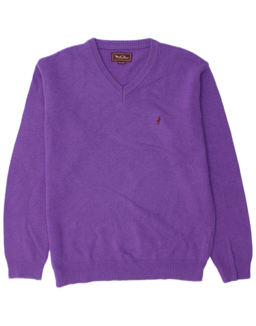 Marlboro Classics - Jersey con cuello en V para hombre, talla 2XL, lana morada