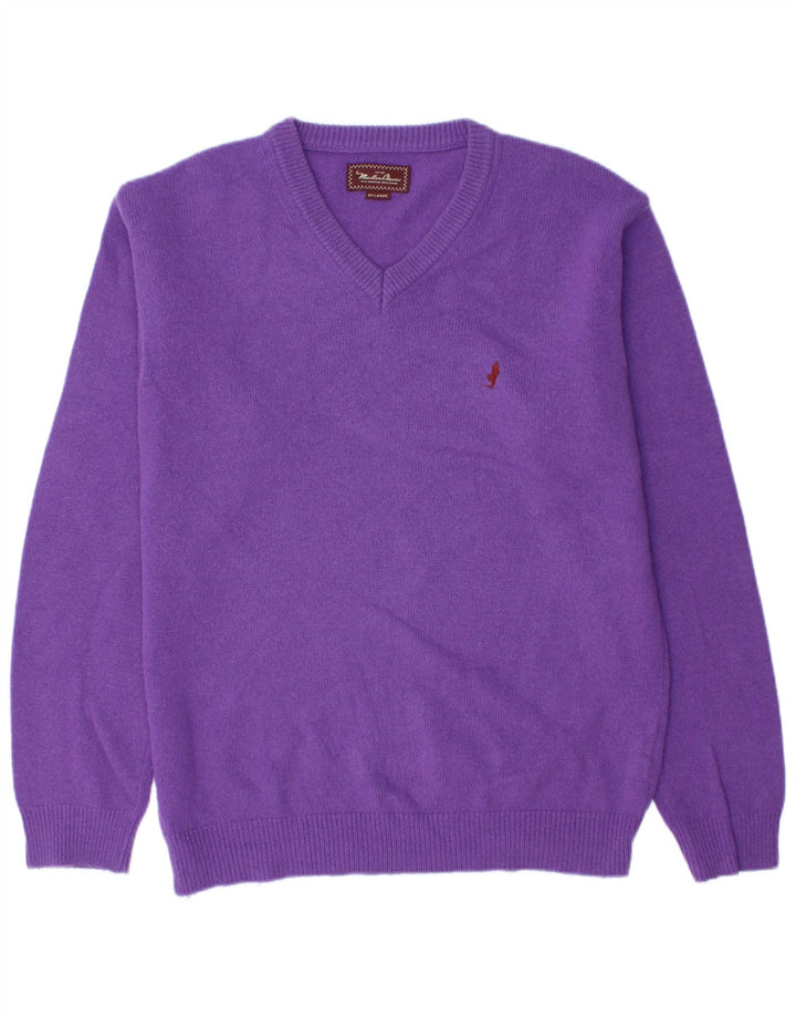 Marlboro Classics - Jersey con cuello en V para hombre, talla 2XL, lana morada