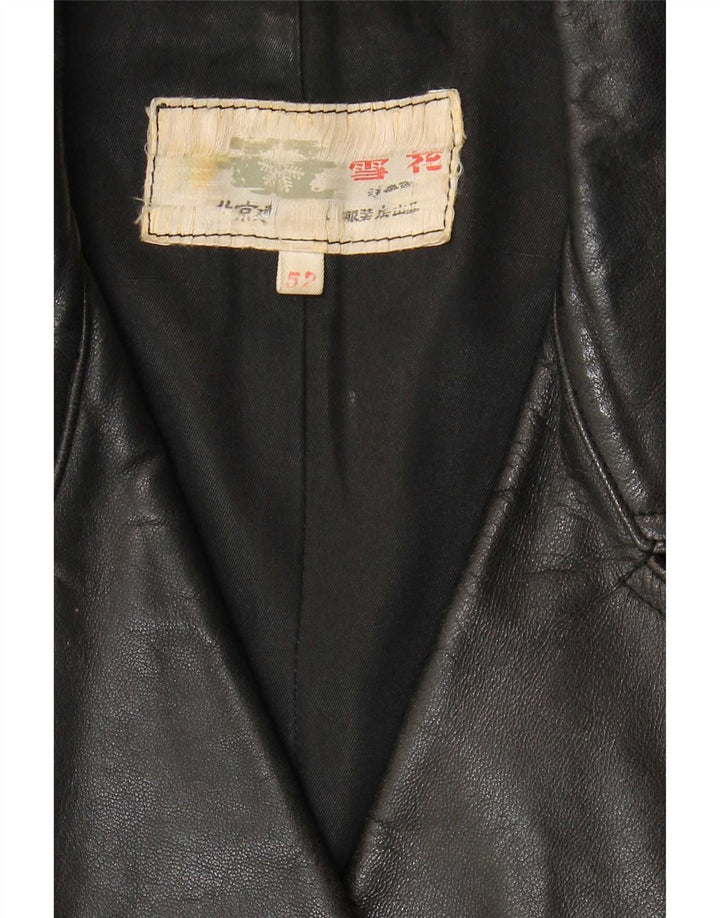 Abrigo de cuero vintage para mujer IT 52 2XL Negro