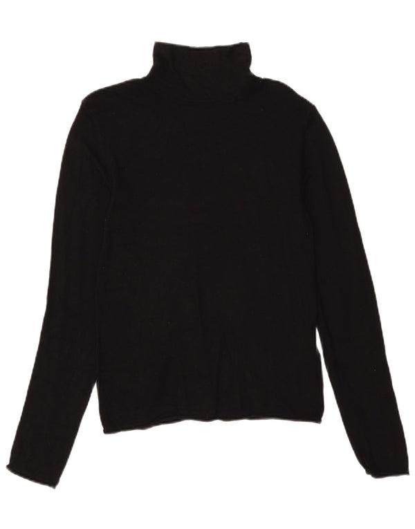 Zara Mujer Roll Neck Top Manga Larga UK 42 Medium Black Viscosa