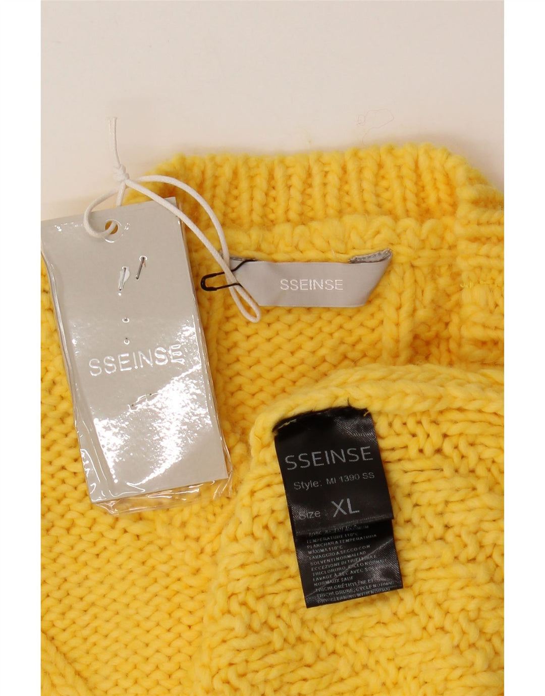 SSEINSE Jersey de cuello redondo para hombre XL Acrílico amarillo