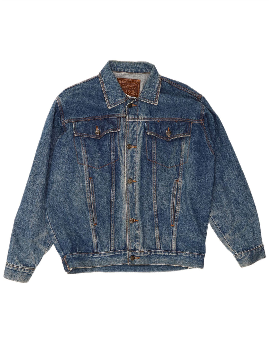 RANCHEROS Mens Denim Jacket EU 48 Medium Blue Cotton