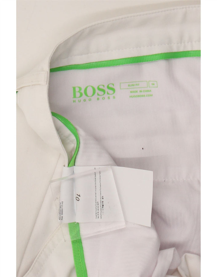 Hugo Boss Pantalón chino slim fit para hombre IT 56 3XL W40 L30 Poliéster blanco