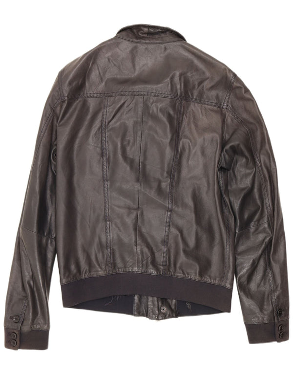 Vintage Mens Leather Jacket IT 50 Medium Black