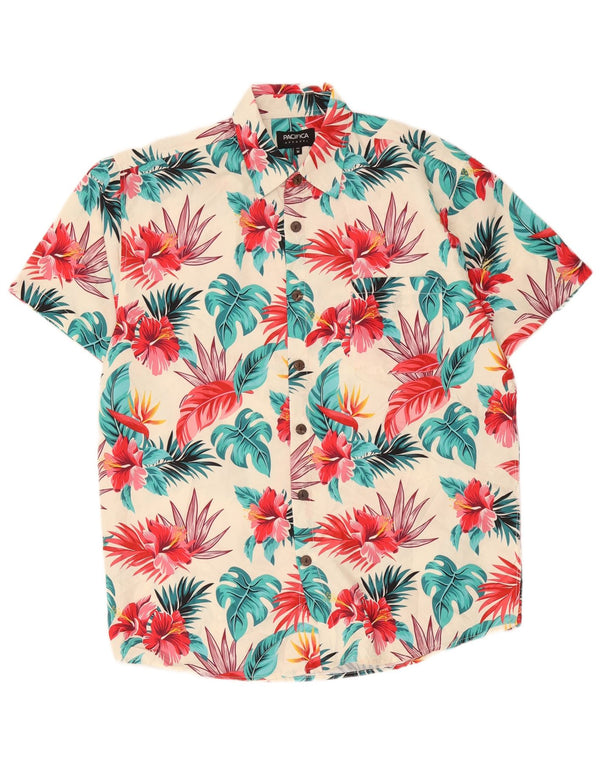 Pacifica Camisa hawaiana de manga corta para hombre, talla mediana, multicolor floral