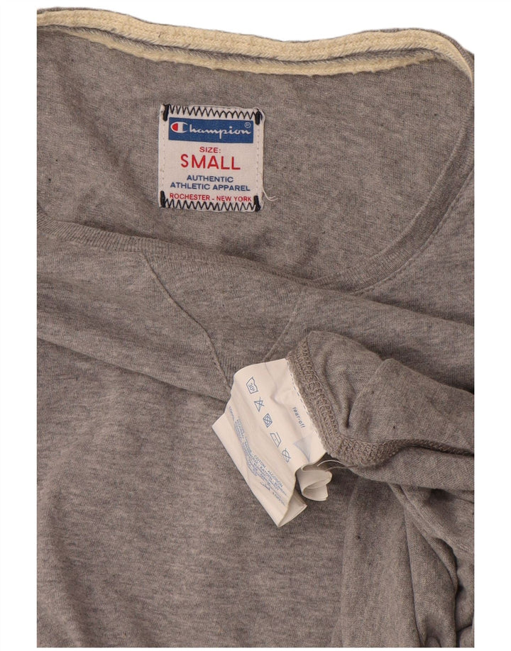 Champion Mujer Oversize Top Manga Larga UK 10 Small Gris Algodón