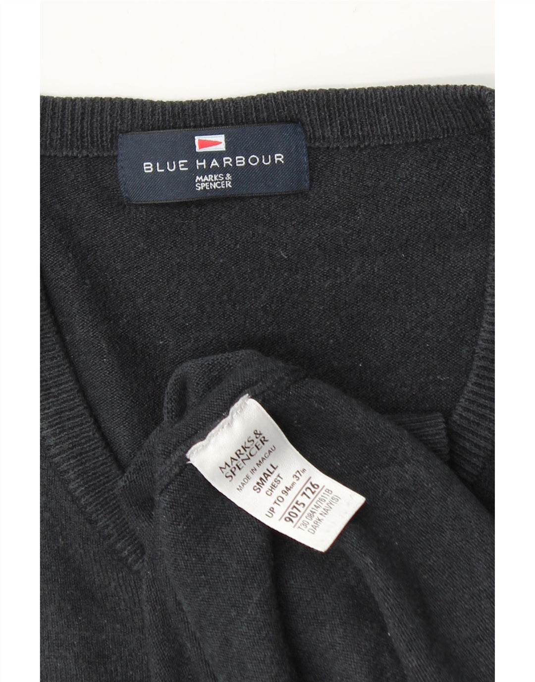 Marks & Spencer Suéter con Cuello en V Blue Harbor para Hombre Pequeño Azul Marino