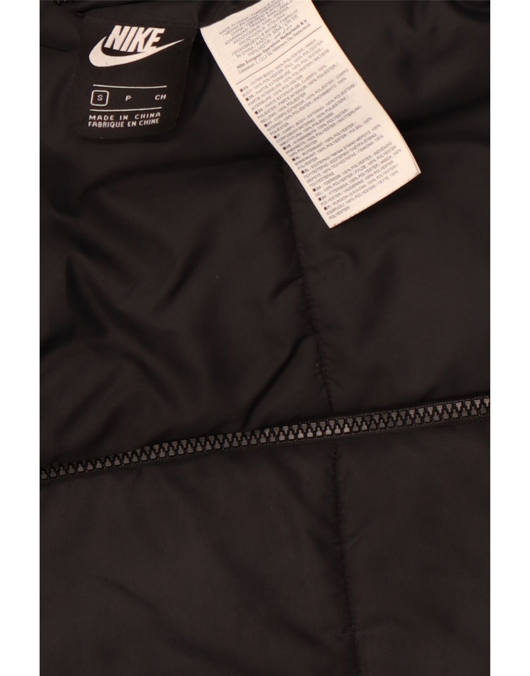 NIKE Chaqueta acolchada reversible con capucha para mujer UK 10 Small Poliéster negro
