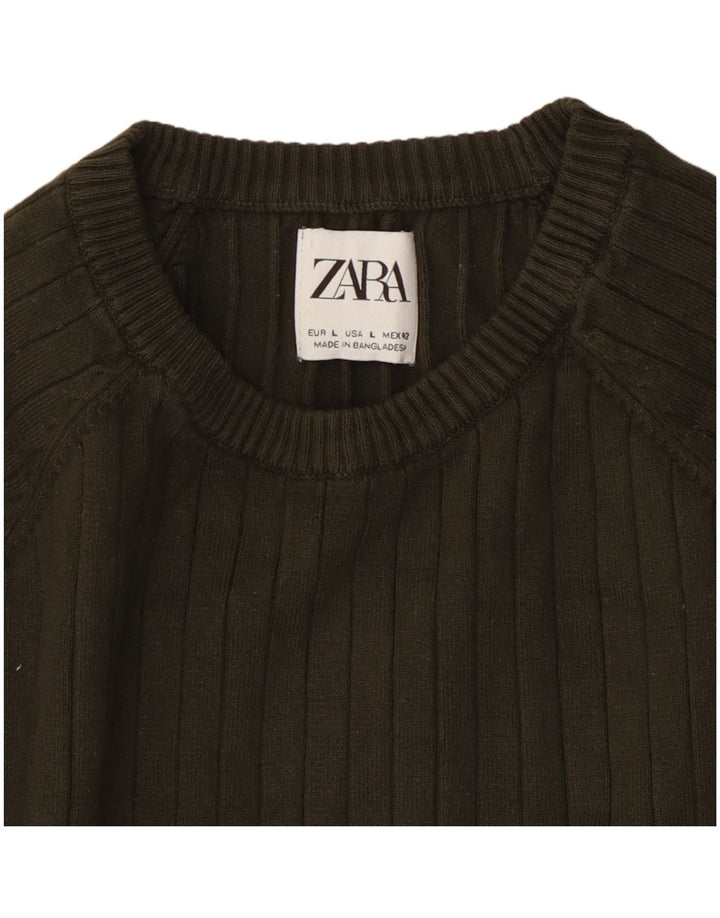 Zara Hombre Jersey De Cuello Redondo Jersey Grande Caqui