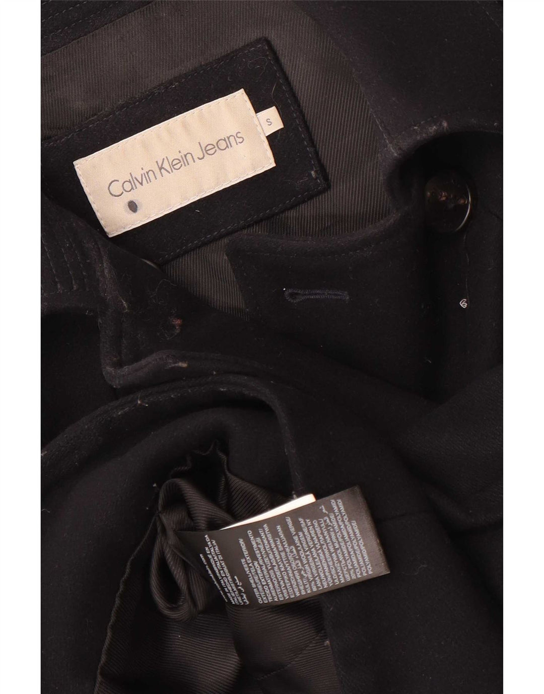 Calvin Klein Jeans Abrigo de guisante extragrande para mujer Reino Unido 10 Pequeño Lana azul marino