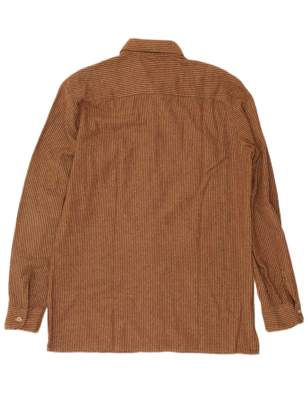 NORTONS Camisa de franela para hombre IT 50 Medium Brown Pinstripe