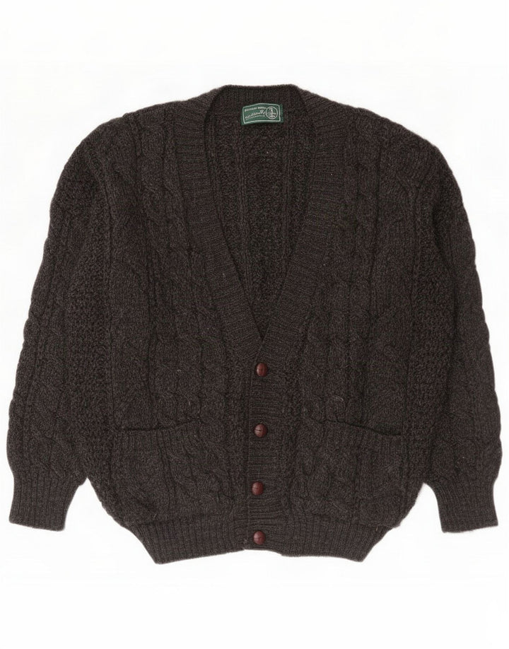 Suéter tipo cárdigan de lana británica para hombre XL Gris Nuevo