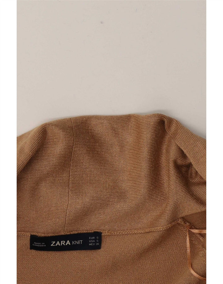 Zara Mujer Suéter Cárdigan Largo UK 10 Small Beige