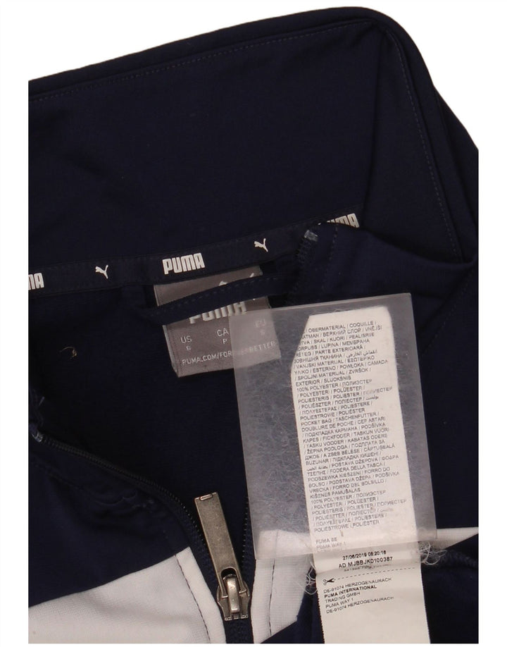 PUMA Chaqueta de chándal para hombre, talla pequeña, poliéster con bloques de color azul marino
