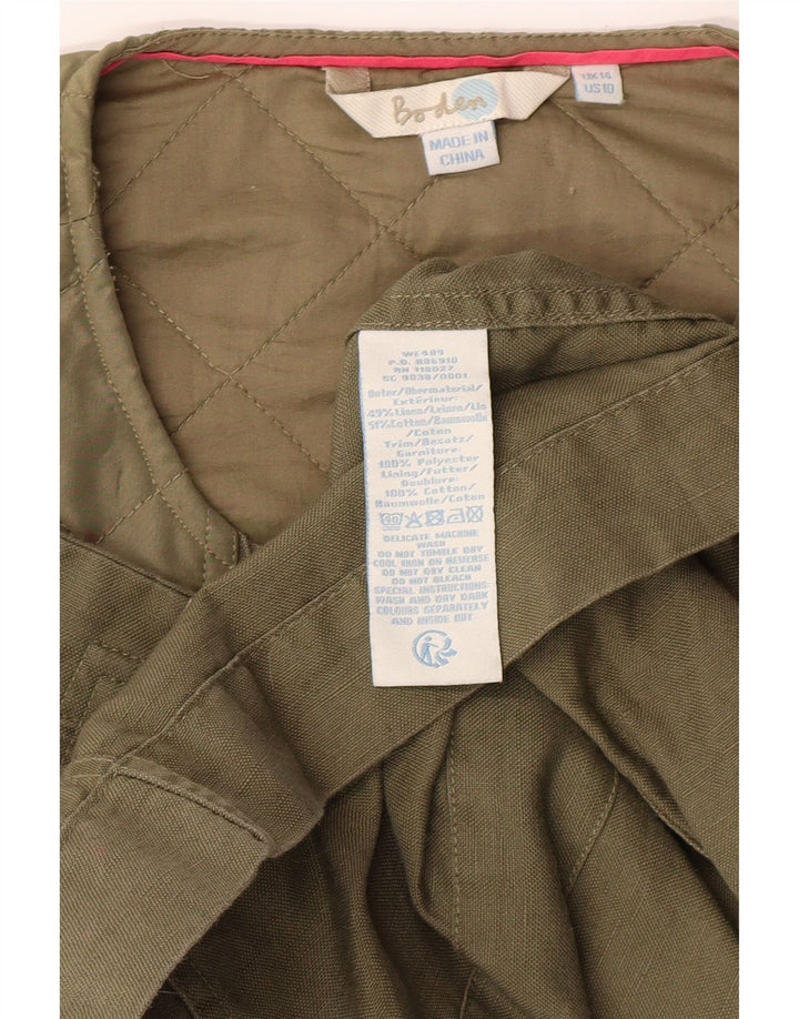 BODEN Womens Bomber Jacket UK 14 Medium  Khaki Linen Vintage Boden and Second-Hand Boden from Messina Hembry 