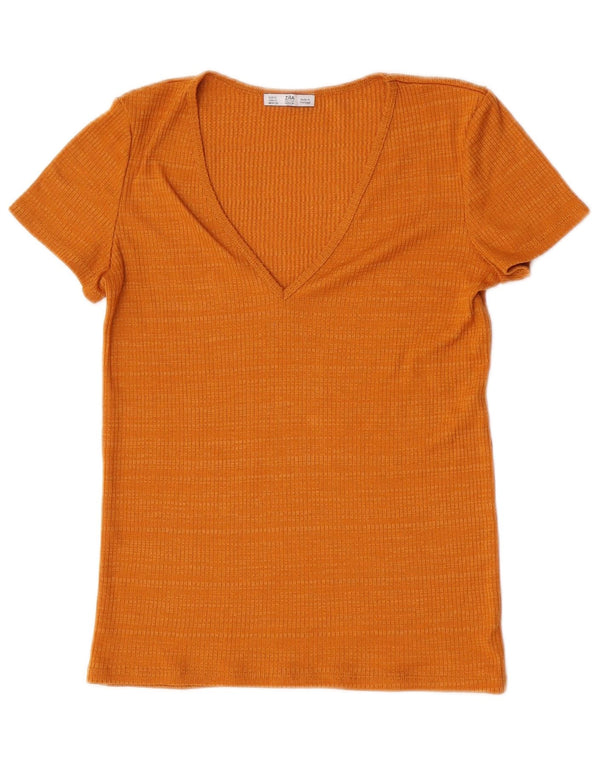 Zara Camiseta Mujer Top UK 10 Small Naranja