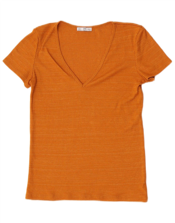 Zara Camiseta Mujer Top UK 10 Small Naranja