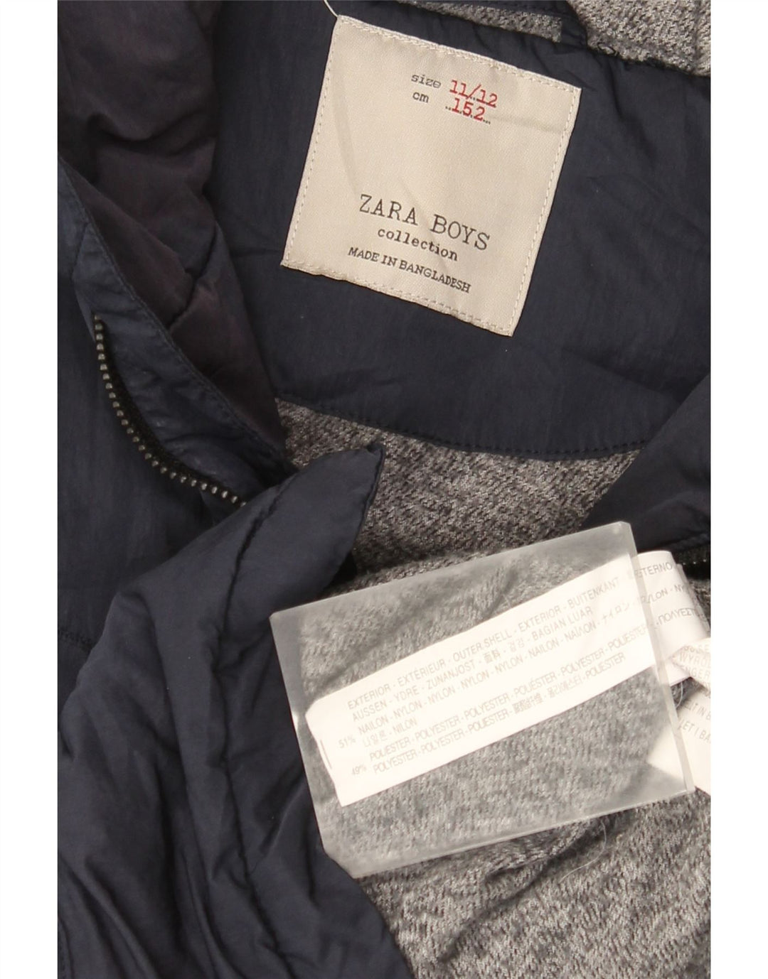 ZARA Parka Niño Con Capucha 11-12 Años Nylon Azul Marino