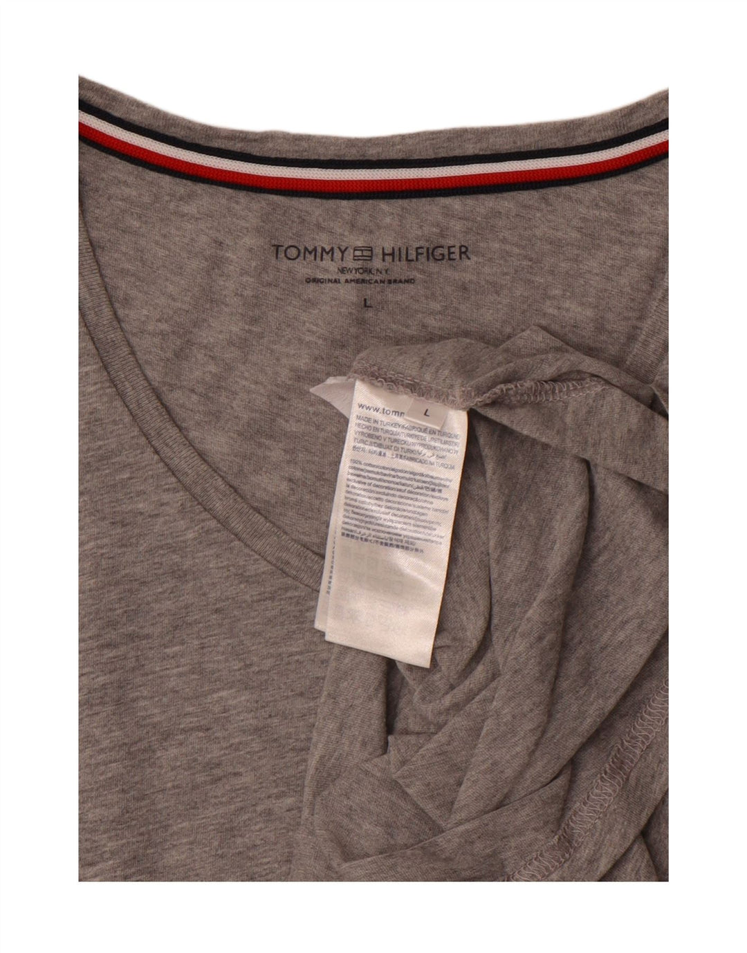 TOMMY HILFIGER Mens T-Shirt Top Large Grey Cotton