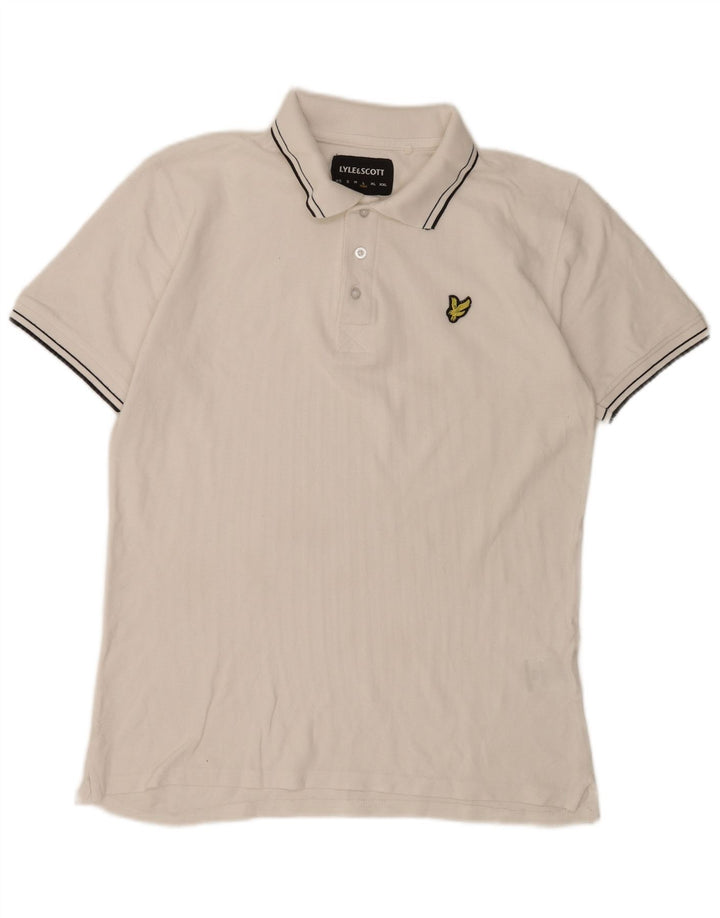 Lyle & Scott Polo para hombre de algodón a rayas blancas grandes