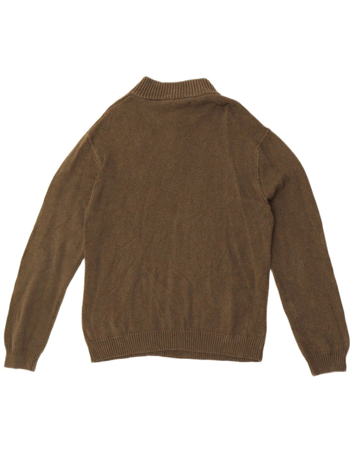 Chaps Jersey tipo jersey con cuello y cremallera para hombre de algodón caqui mediano