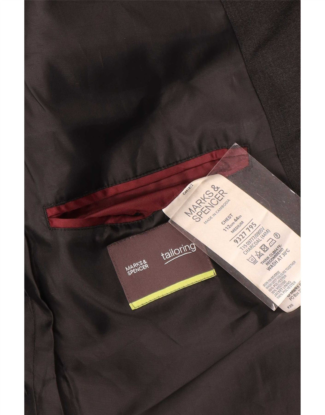 Marks & Spencer Chaqueta tipo blazer con 2 botones para hombre UK 44 XL Poliéster gris