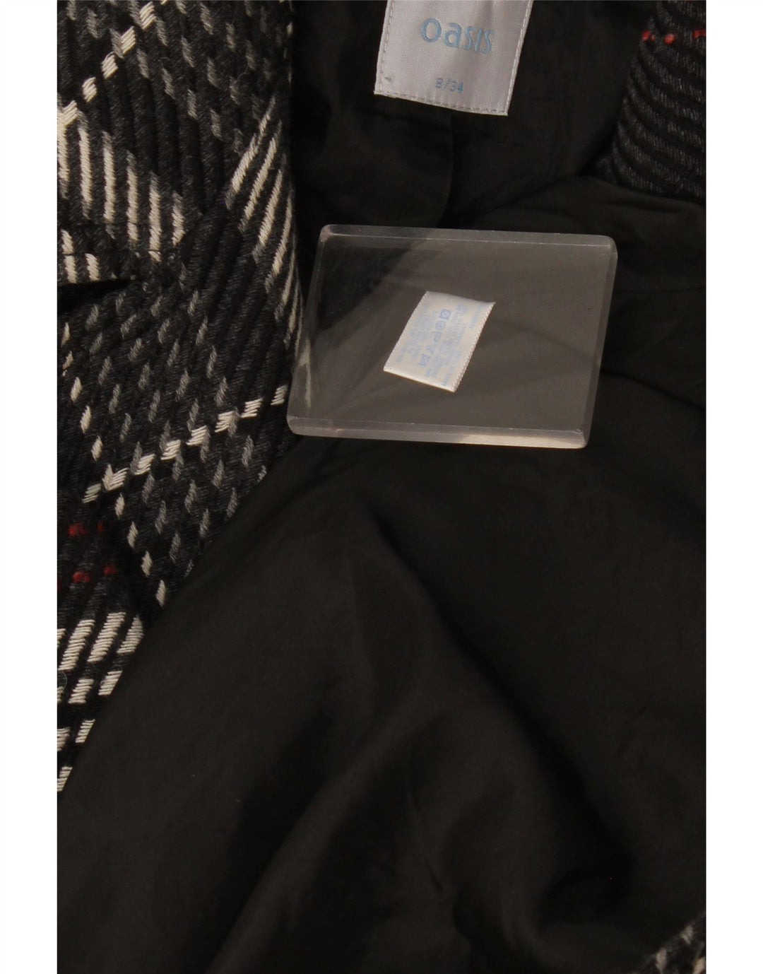 Abrigo Oasis para mujer UK 8 Small Black Check Wool