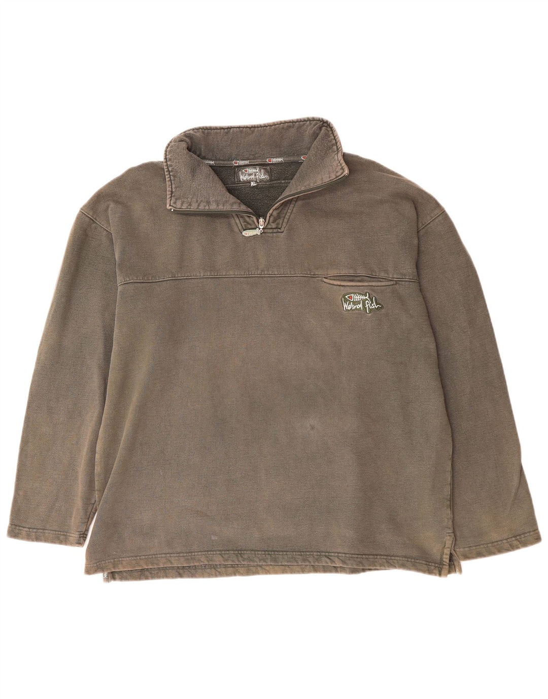 WEIRD FISH Sudadera con Cuello y Cremallera para Hombre Jersey XL Gris Algodón