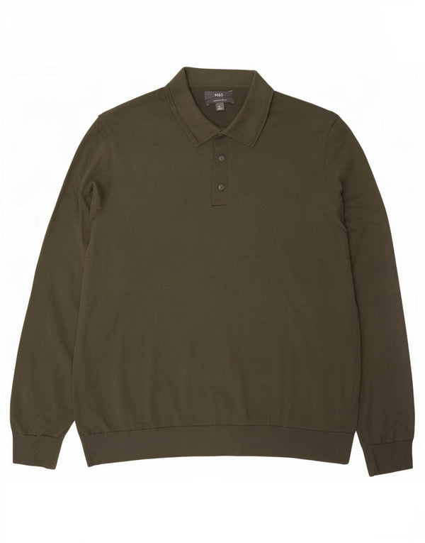 Marks & Spencer Jersey con cuello tipo polo para hombre XL Algodón caqui