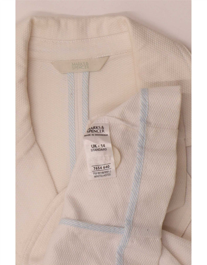 Marks & Spencer Chaqueta tipo blazer con 2 botones y manga 3/4 para mujer UK 40 Medium White